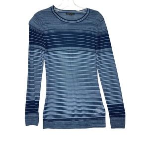 Brooks Brothers Womens Long Sleeve Blue Striped Knit Tunic Sweater Size M Rayon